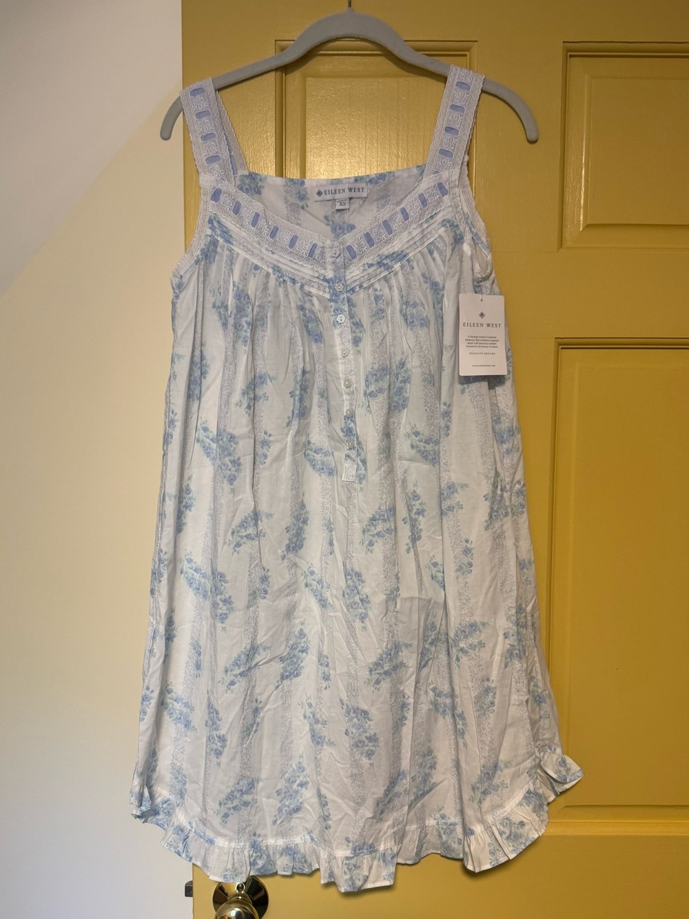 NWT EILEEN WEST MONTEREY FLORAL STRIPE NIGHTGOWN COTTON CHEMISE FLORAL XS